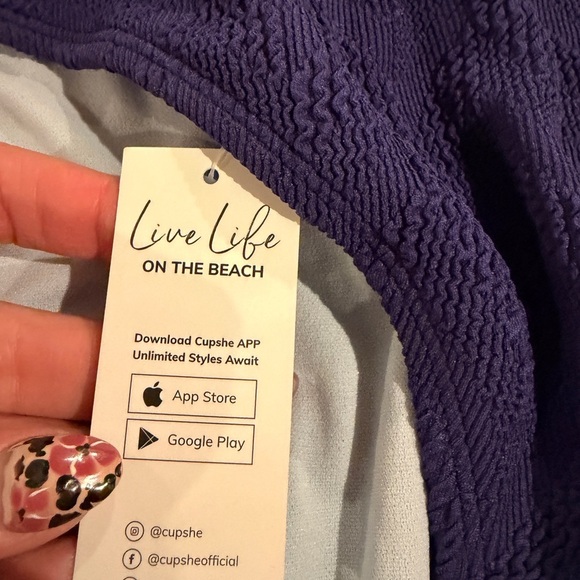 Nwt Cupshe One Piece Strappy back  Swimsuit in Navy Blue Size XL - Picture 3 of 7